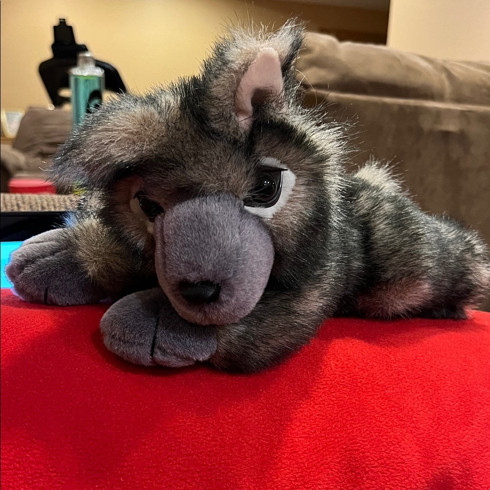 Nanco Gray and Black Wolf Pup Plush Toy